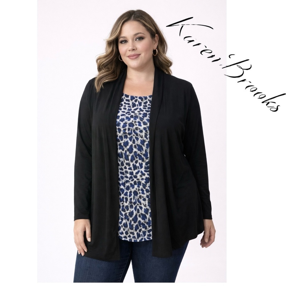 NWT Karen brooks long sleeve top  with built in cardigan/necklace size XL